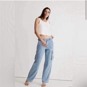 Madewell Women’s Low Slung Cargo Jeans Light Wash Size 30/10